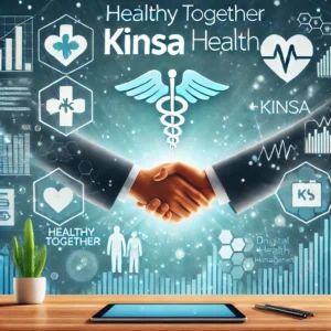 DALLE 2024-10-03 060232 - A corporate-style merger scene between Healthy Together and Kinsa Health symbolizing innovation in healthcare management The image includes stylized - innovaTopia