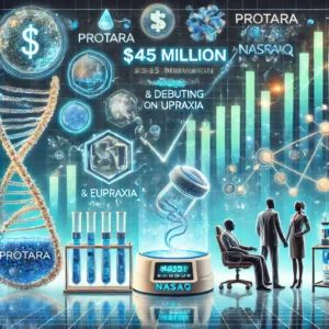 DALLE 2024-10-10 071602 - An illustration showing Protara and Eupraxia raising million and debuting on Nasdaq to advance medical innovation The image should include financ - innovaTopia