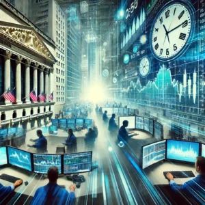 DALLE 2024-10-21 070022 - An illustration showing the New York Stock Exchange NYSE transitioning to a 24-hour trading schedule The image captures a modern dynamic financial - innovaTopia