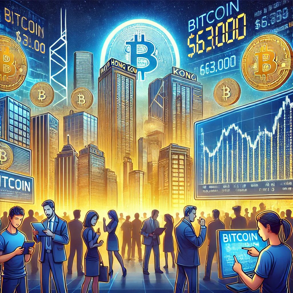 香港スポット暗号通貨ETFデビュー控え、ビットコイン価格は63,000ドルで安定