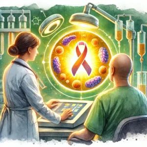 DALLE 2024-10-31 014412 - Watercolor illustration showing hope in pancreatic cancer treatment through Candel Therapeutics therapy The scene depicts a patient and doctor revie - innovaTopia