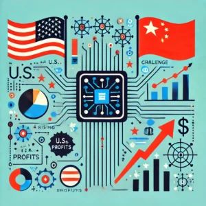 DALLE 2024-10-31 225447 - An illustration symbolizing the semiconductor tensions between the US and China highlighting a chip design with symbols of growth and challenge In - innovaTopia