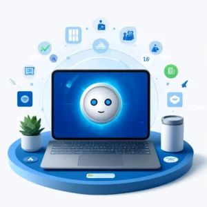DALLE 2024-05-25 075114 - An illustration of a laptop with a virtual assistant emerging from the screen symbolizing the AI-powered Microsoft Copilot+ PC The laptop is surroun - innovaTopia