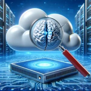 DALLE 2024-05-26 074412 - A digital illustration depicting a cracked or broken AI model represented as a 3D brain or neural network A magnifying glass focuses on the crack em - innovaTopia