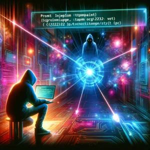 DALLE 2024-05-27 081411 - Concept art of a hacker attempting a prompt injection attack on ChatGPT The scene is depicted in digital art style with vibrant colors and dramatic l - innovaTopia