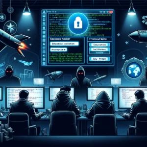 DALLE 2024-05-30 082426 - A sinister illustration of a North Korean hacker group called Moonstone Sleet launching a cyberattack using a new ransomware called FakePenny The - innovaTopia