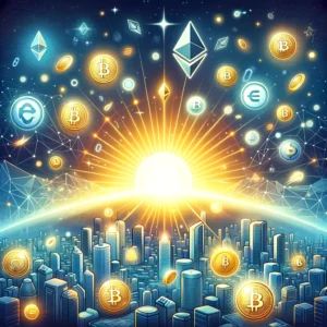 DALLE 2024-06-01 150540 - An illustration symbolizing the future of cryptocurrency shining bright with elements like a rising sun casting light on various cryptocurrency symbo - innovaTopia