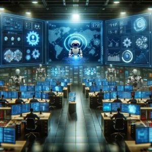 DALLE 2024-06-01 164736 - An image for an article about an autonomous SOC strategy revolutionizing security operations with AI and automation The image should feature a high-t - innovaTopia