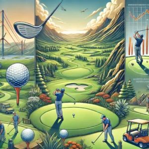 DALLE 2024-06-30 041940 - An illustration focusing on the allure and challenges of Ultimate Swing Golf The scene shows a golf course with players using innovative swings su - innovaTopia