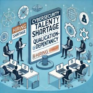 DALLE 2024-07-06 091206 - An image illustrating the shortage of cybersecurity professionals due to qualification-dependent hiring Include elements like a hiring sign cybersec - innovaTopia