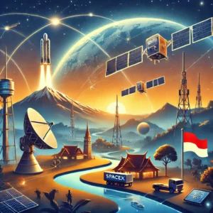 DALLE 2024-07-07 055609 - Illustration of SpaceXs Starlink revolutionizing internet access in remote areas of Indonesia The image should depict elements of satellite technolo - innovaTopia