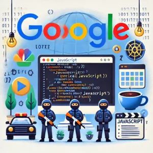 DALLE 2024-07-10 080510 - Illustration showing Googles response to a critical JavaScript vulnerability Include elements such as the Google logo a computer screen with JavaSc - innovaTopia