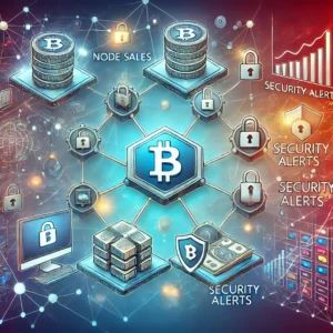 DALLE 2024-07-20 044201 - An illustration highlighting the trend and risks of node sales and security alerts in the blockchain industry The image should depict blockchain netw - innovaTopia