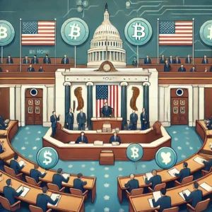 DALLE 2024-07-20 045607 - An illustration showing the US House voting on a cryptocurrency regulation bill with bipartisan support The image should depict a legislative environ - innovaTopia