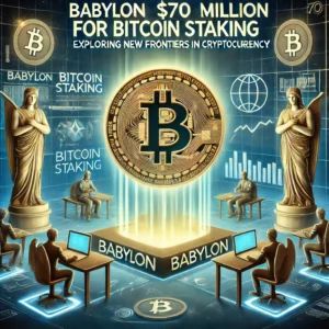 DALLE 2024-07-20 045623 - An illustration depicting Babylon raising million for Bitcoin staking exploring new frontiers in cryptocurrency The image should show a financia - innovaTopia