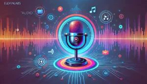 DALLE 2024-09-13 060418 - An illustration representing the new Audio Native feature by ElevenLabs The image shows a vibrant digital microphone surrounded by sound waves and - innovaTopia