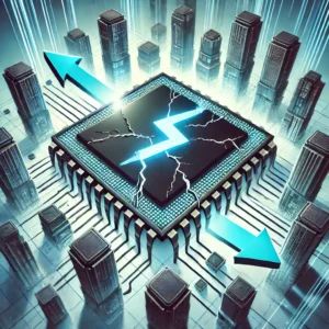 DALLE 2024-09-19 053823 - An illustration showing the semiconductor giant SMIC warning of increasing competition due to profit reductions The image features a large microchip - innovaTopia