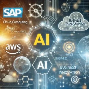 DALLE 2024-10-09 061638 - An image representing the integration of AI between SAP and AWS leading to a new era of business innovation Show elements of cloud computing AI an - innovaTopia