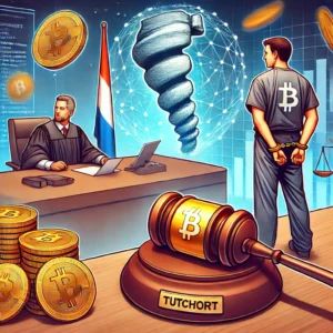 DALLE 2024-10-21 073708 - An illustration depicting a Dutch court sentencing the Tornado Cash developer to 64 months in prison The image features a courtroom scene with a gave - innovaTopia