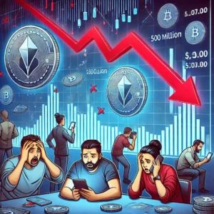 DALLE 2024-10-21 080742 - An illustration showing the sudden price drop of GALA tokens due to the suspicious movement of 500 million tokens The scene features a digital tradin - innovaTopia