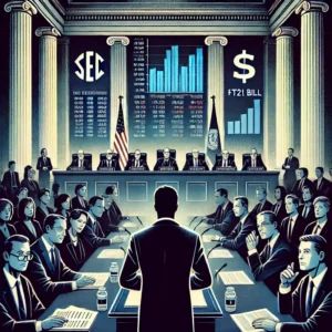 DALLE 2024-10-21 080751 - An illustration showing the SEC Chair warning that the FIT21 bill could threaten investor protection The scene features a government hearing room whe - innovaTopia