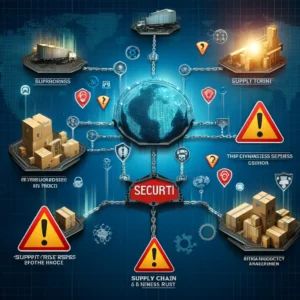 DALLE 2024-06-07 191312 - An image showing the increased business risk from supply chain attacks and why all organizations should be on high alert Show a supply chain with sec - innovaTopia