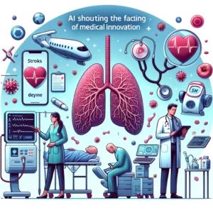DALLE 2024-06-07 194246 - A scene showcasing the forefront of medical innovation from AI predicting strokes to tools detecting stomach cancer The illustration should include - innovaTopia