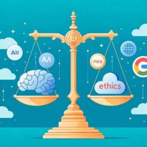 DALLE 2024-06-08 065328 - An illustration depicting the ethical challenges faced by Google Meta and Microsoft with AI technology Show a balance scale with symbols of AI on o - innovaTopia