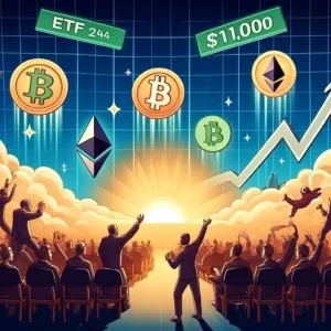 DALLE 2024-06-10 204153 - An illustration showing a surge of funds into Bitcoin and Ethereum ETFs with Ethereum reaching 000 in 2024 The scene should show a bullish marke - innovaTopia