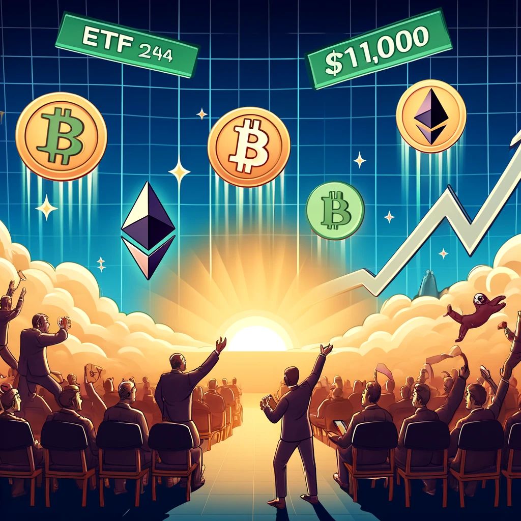 ビットコインとイーサリアムETFに資金殺到、ETHは2024年に1万ドル到達か