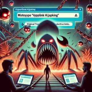 DALLE 2024-06-10 204207 - An illustration depicting the threat of Hyperlink Hijacking where mistyped URLs are exploited The scene should show digital traps and deceptive li - innovaTopia
