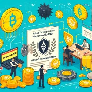 DALLE 2024-06-11 031140 - Illustration of Solana validators facing penalties due to economic attack with efforts to protect traders The scene includes Solana symbols validat - innovaTopia