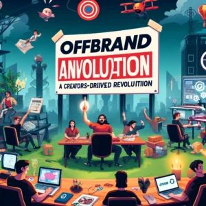 DALLE 2024-06-11 065646 - An illustration depicting Offbrand Games announcement of a creator-driven revolution in the gaming industry The scene should show diverse game creat - innovaTopia