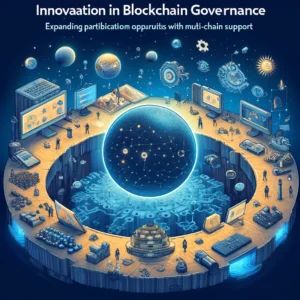DALLE 2024-06-11 172553 - An illustration depicting Wormholes innovation in blockchain governance expanding participation opportunities with multi-chain support The scene sh - innovaTopia