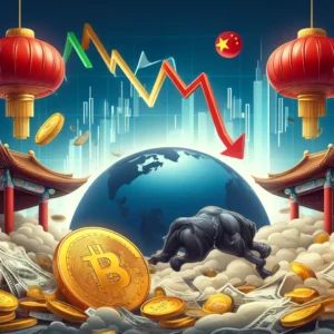 DALLE 2024-06-11 172558 - An illustration depicting the decline of Bitcoin and Asian stock markets highlighting the increasing market uncertainty The scene should show fallin - innovaTopia