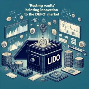 DALLE 2024-06-12 051351 - An illustration of Lidos Restaking Vaults bringing innovation to the DeFi market The image should include digital vaults tokens and elements of - innovaTopia