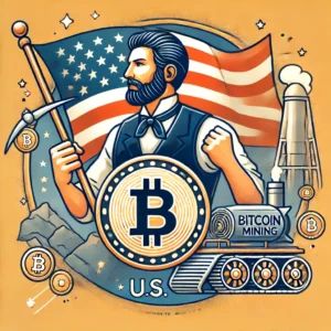 DALLE 2024-06-13 194647 - An illustration depicting a prominent figure advocating for increased Bitcoin mining within the US The image includes a Bitcoin symbol mining equipm - innovaTopia