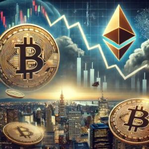 DALLE 2024-06-14 054843 - An image showing the decline in Bitcoin and Ethereum prices with the overall market in a slump Include Bitcoin and Ethereum logos falling price cha - innovaTopia