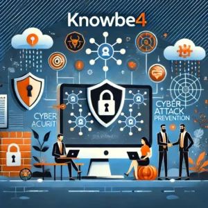 DALLE 2024-06-14 114054 - Illustration of KnowBe4 announcing a new partner program to enhance security focusing on cyber attack prevention The scene includes KnowBe4s logo - innovaTopia