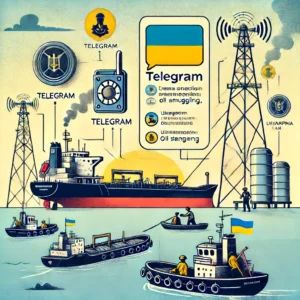 DALLE 2024-06-16 001905 - An illustration depicting Ukrainian sailors using Telegram to create an information-sharing network to avoid oil smuggling The image includes element - innovaTopia