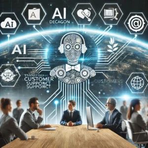 DALLE 2024-06-19 033448 - An image showcasing Decagons AI transforming customer support with symbols of AI technology customer service and contracts with major companies - innovaTopia