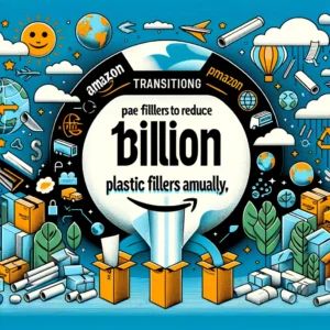 DALLE 2024-06-21 013745 - An illustration depicting Amazon transitioning to paper-based fillers to reduce 15 billion plastic items annually The image includes elements of Amaz - innovaTopia