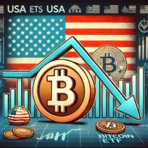DALLE 2024-06-22 041032 - An illustration of a Bitcoin ETF in the USA struggling due to capital outflows The image should show a Bitcoin symbol alongside a financial graph wit - innovaTopia