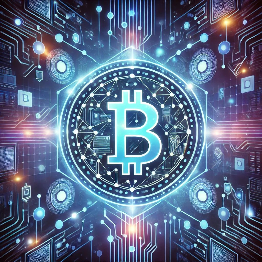 DALLE 2024-06-22 065922 - Create a cover image symbolizing a groundbreaking article on blockchain technology The design should feature a prominent blockchain symbol at the cen - innovaTopia