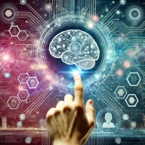 DALLE 2024-06-24 051750 - An image depicting the fusion of generative AI and humans exploring the potential of superintelligence for future problem-solving The background fe - innovaTopia