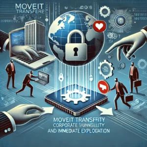 DALLE 2024-06-26 124039 - Illustration depicting MOVEit Transfer vulnerability highlighting corporate security risks and immediate exploitation - innovaTopia