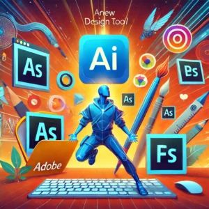 DALLE 2024-06-27 043655 - An illustration of Figma AI launching a new design tool challenging Adobes dominance Show Figmas logo AI elements and design tools in a vibrant - innovaTopia