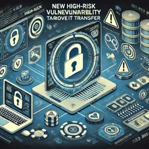 DALLE 2024-06-27 045105 - An illustration showing a warning about new high-risk vulnerability targeting MOVEit Transfer Display security symbols digital warnings and tech el - innovaTopia