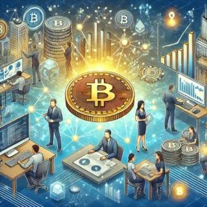 DALLE 2024-06-27 050743 - An illustration depicting the dynamic landscape of the blockchain industry The scene includes developers working on blockchain technology investors - innovaTopia