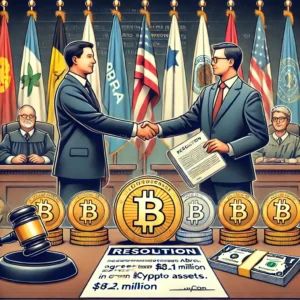 DALLE 2024-06-27 052623 - An illustration showing the resolution between Abra and its CEO with 25 states agreeing to return 1 million in crypto assets The scene includes - innovaTopia